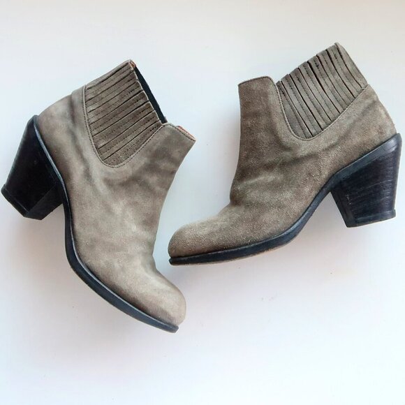 Fiorentini Baker Olive Military Green Suede Leather Heeled Ankle Boots Booties 8 - Picture 16 of 16